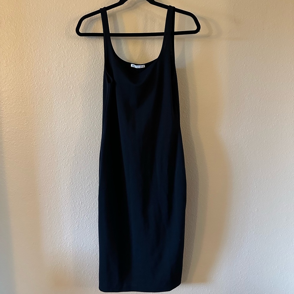 Zara black midi bodycon dress - L